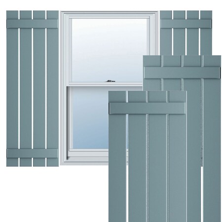 True Fit PVC Four Board Spaced Board-n-Batten Shutters, Peaceful Blue , 23W X 80H